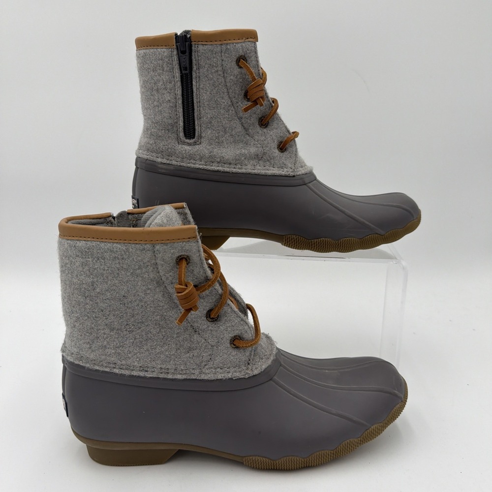 Sperry Top Sider Gray Wool Duck Boots Waterproof Thinsulate Warm Womens 6M